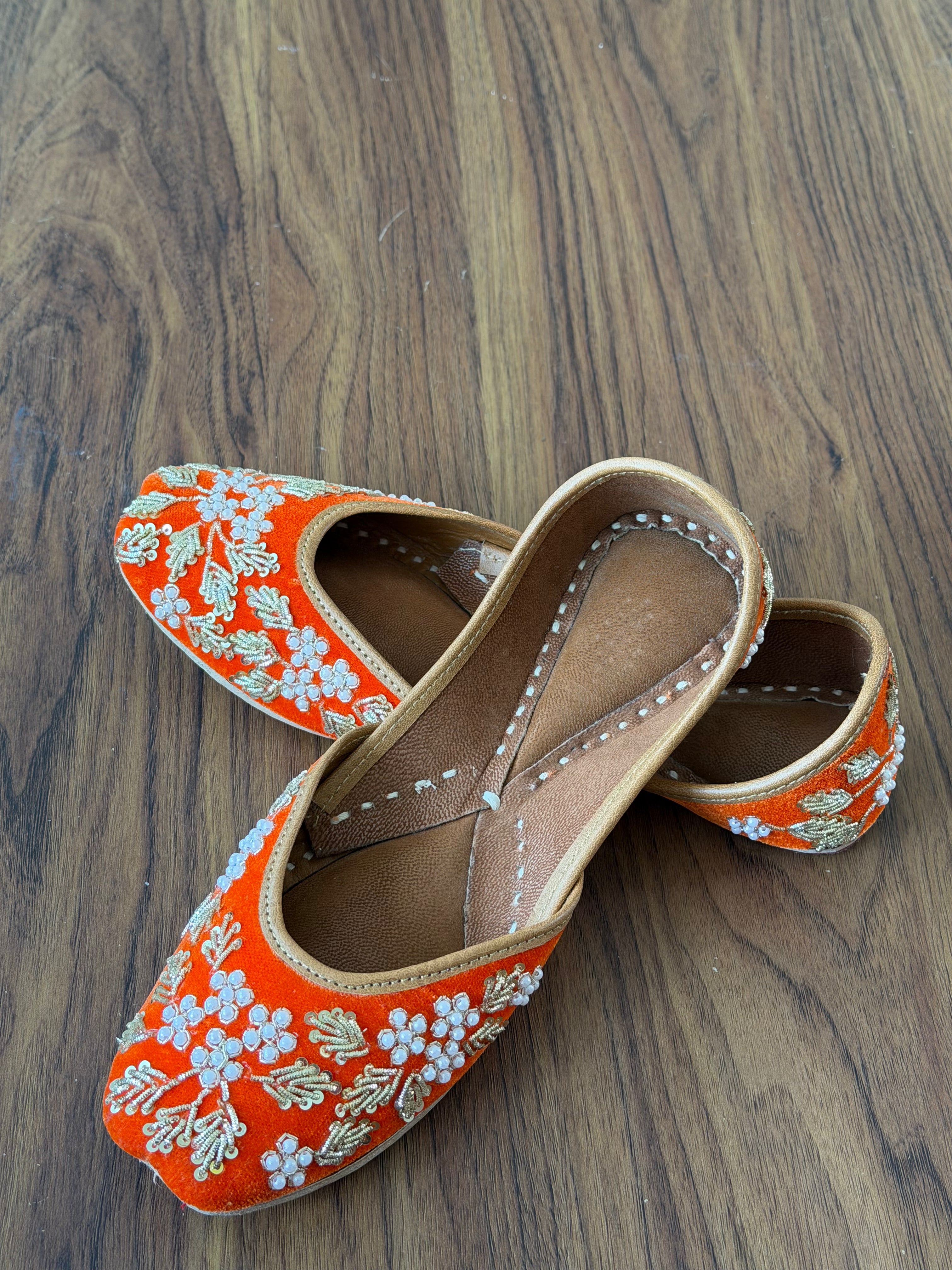 Orange Moti & Dabbka Work Jutti