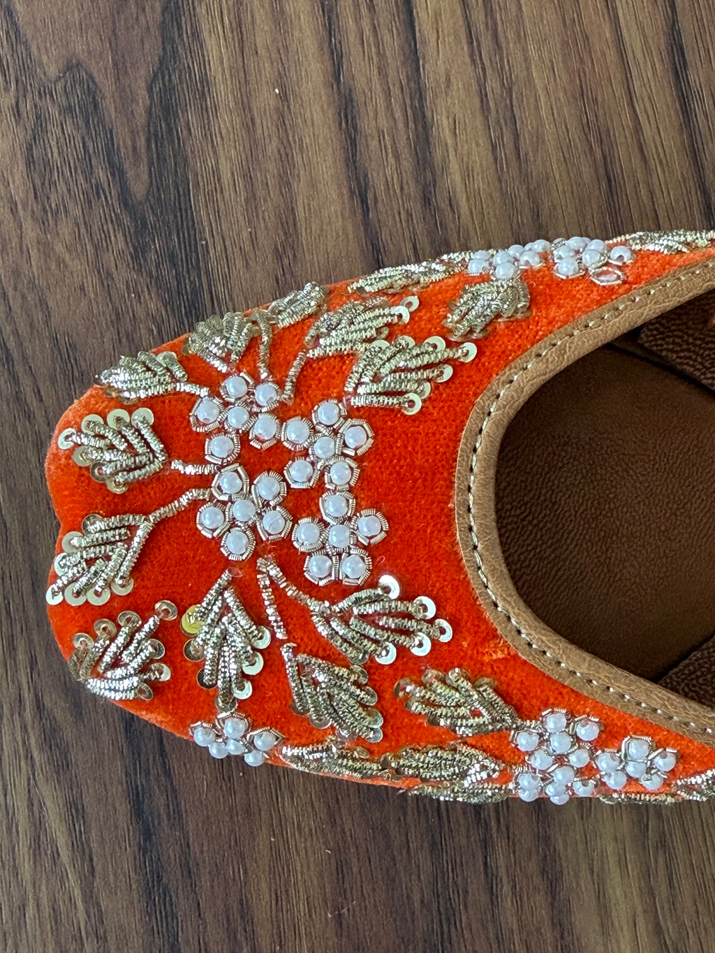 Orange Moti & Dabbka Work Jutti