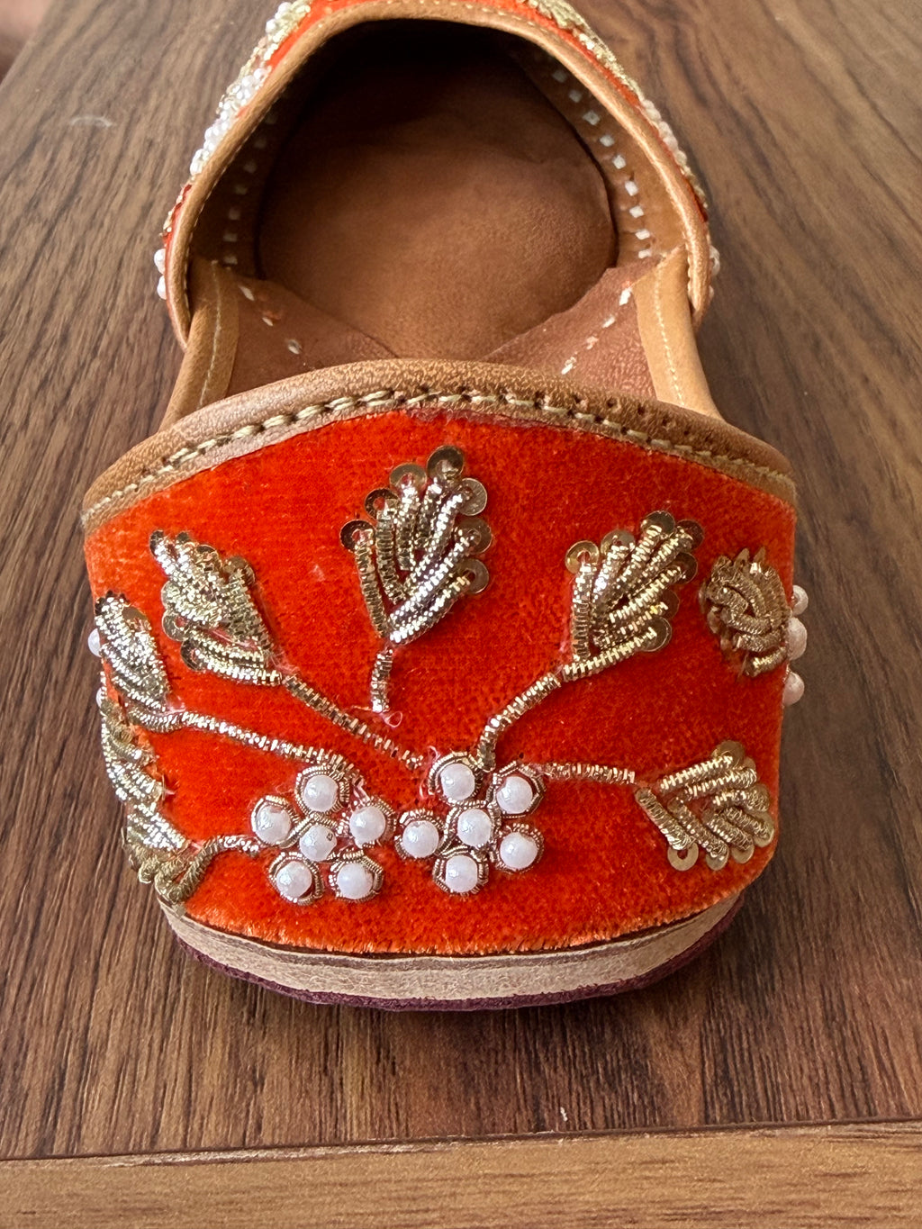 Orange Moti & Dabbka Work Jutti