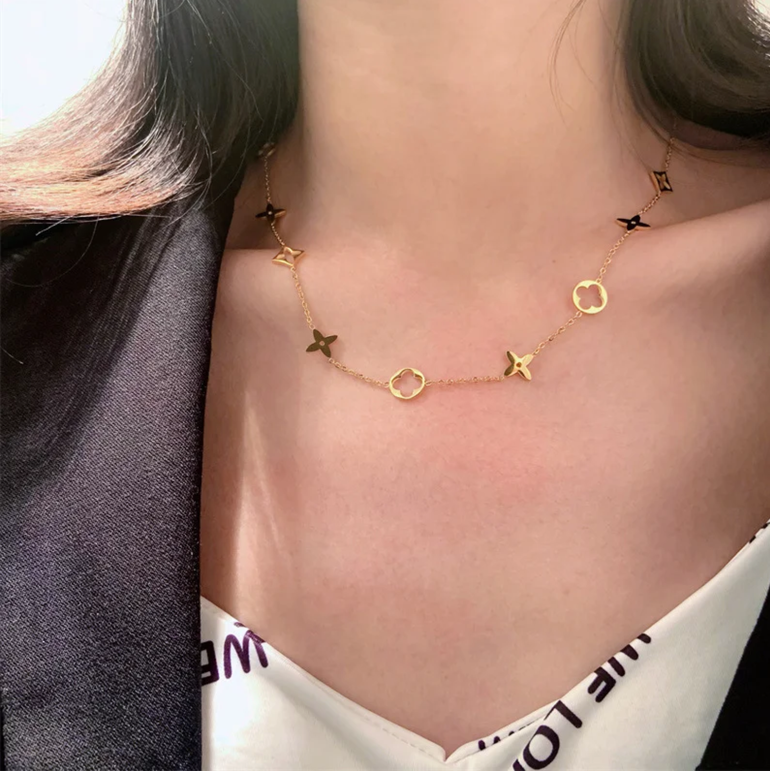 Luxe Cutout Necklace-Bracelet Set