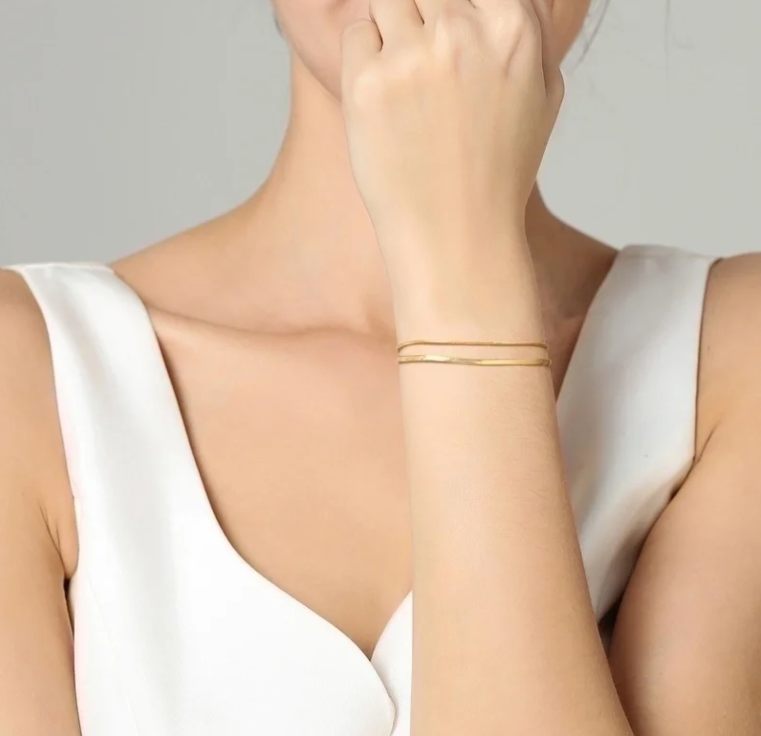 Minimalistic Herringbone Double Layer Bracelet