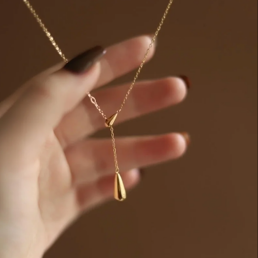 Rain Drop Lariat Necklace