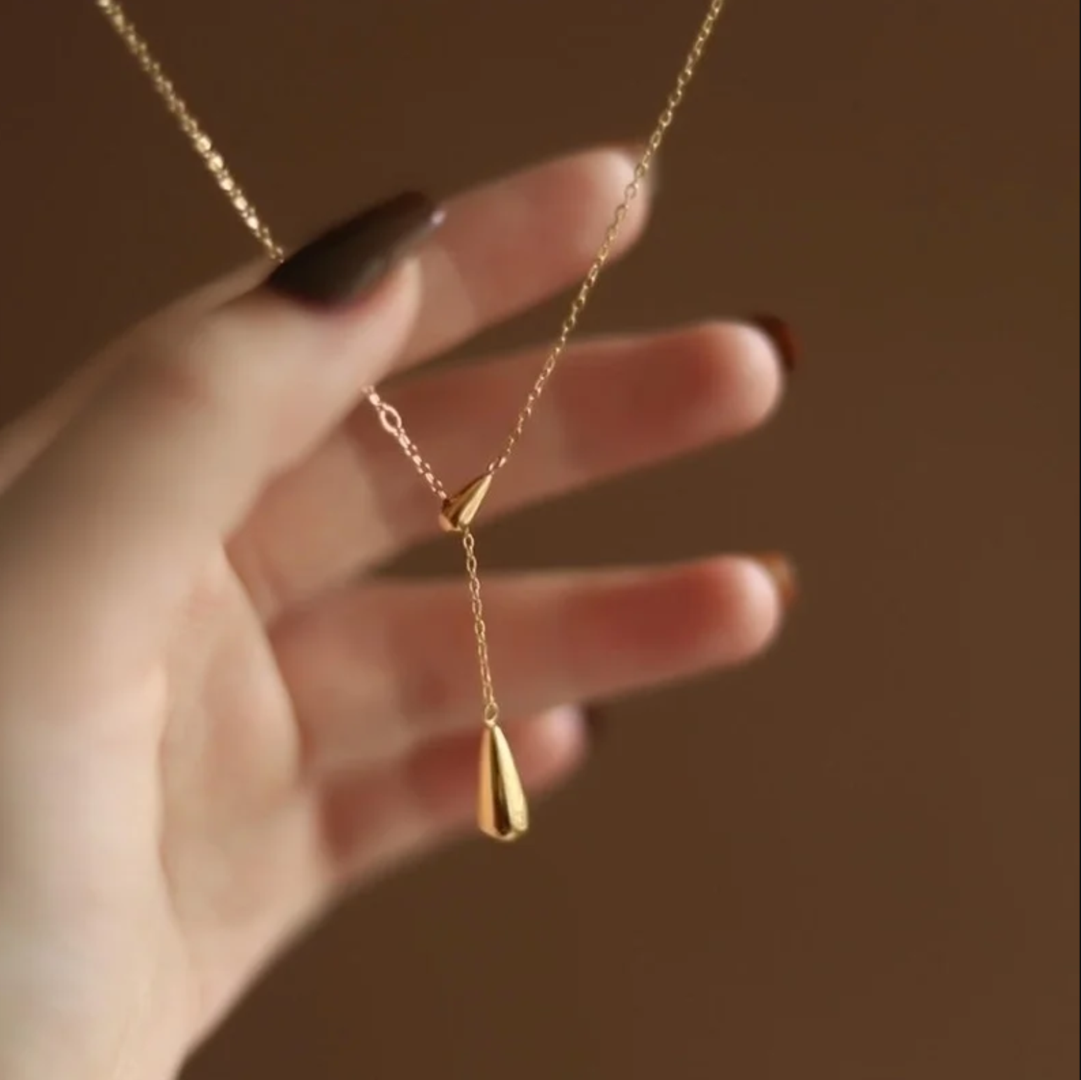 Rain Drop Lariat Necklace