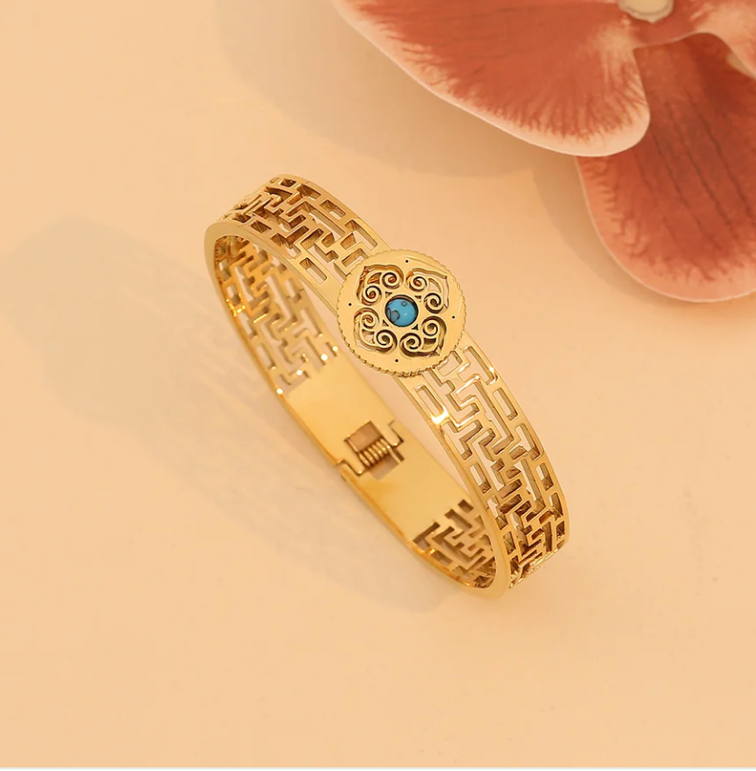 Turquoise Rosette Cuff