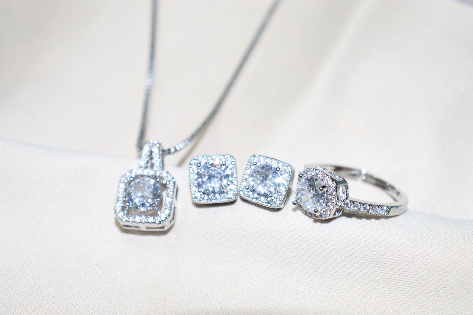 Square-Cut Cubic Zirconia Jewelry Set
