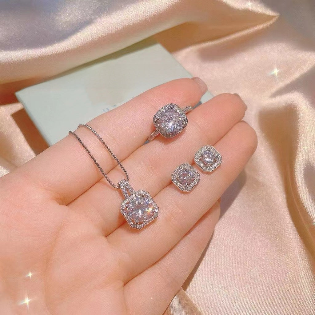 Square-Cut Cubic Zirconia Jewelry Set